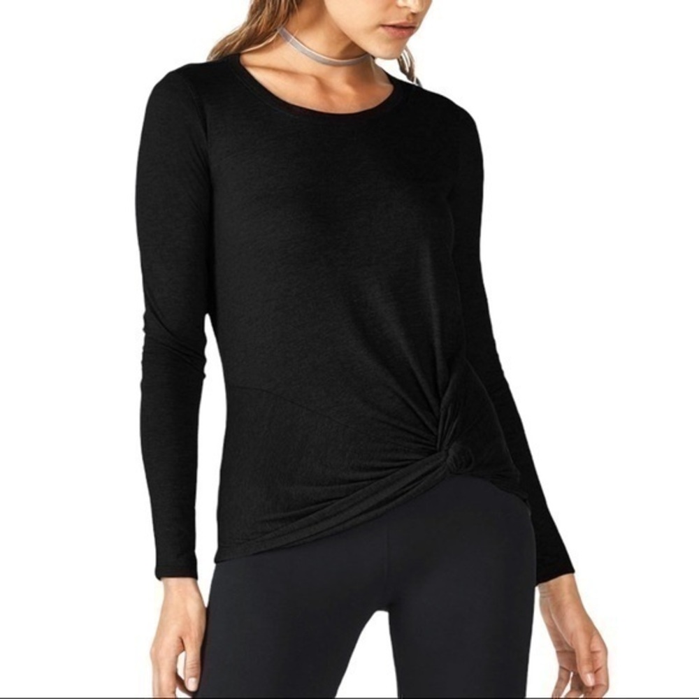 Fabletics Hera Top Long Sleeve Knot Your Average Tee Black Top Size XXL